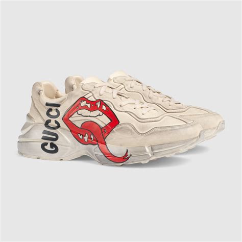 gucci white mouth print rhyton sneakers|gucci rhyton sneakers cheap.